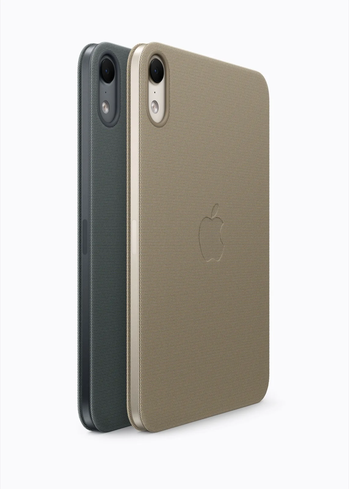 Az új TechWoven Smart Folio borító sötétkék és taupe színben az iPad minin