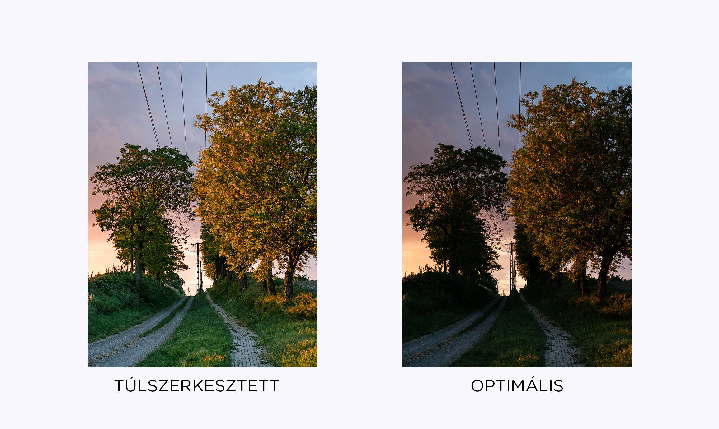 Optimális és túlszerkesztett kontraszt hatása iPhone kamerával készült képen